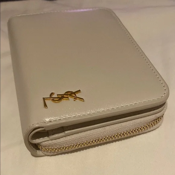 YSL Calfskin Compact Zip Around Wallet Crema Soft - Picture 6 of 6